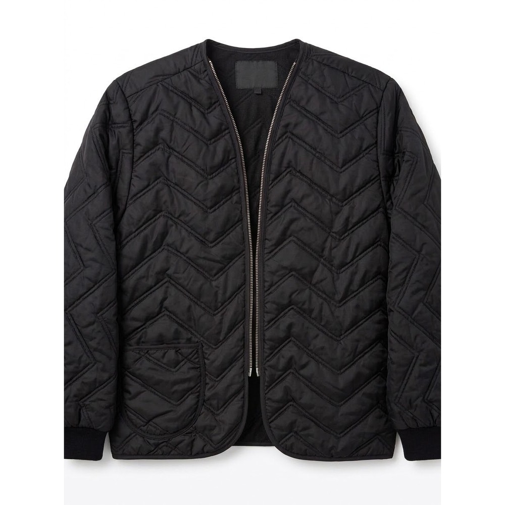Vintage Long Beach Uniform Quilted Liner Jacket Mens L Black Chevron